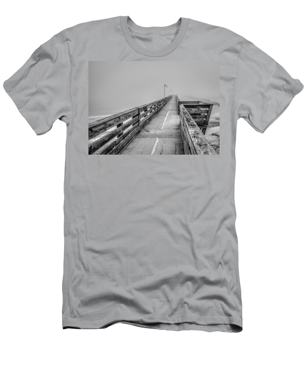 Atlantic T-Shirt featuring the photograph Foggy Fort Clinch Pier by Traveler's Pics