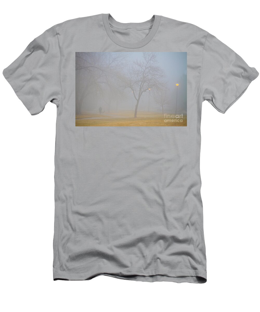 Fog T-Shirt featuring the photograph Foggy Park Morning by James BO Insogna