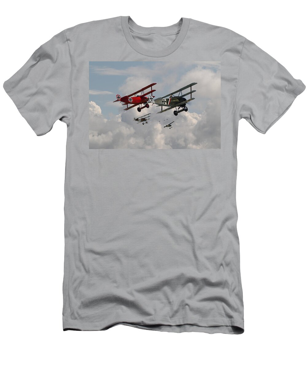 Aircraft T-Shirt featuring the photograph Fokker Squadron - Contact by Pat Speirs