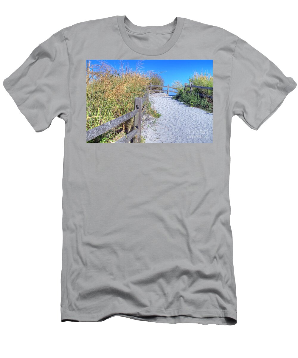 Sand T-Shirt featuring the photograph Footprints In The Sand by Geoff Crego