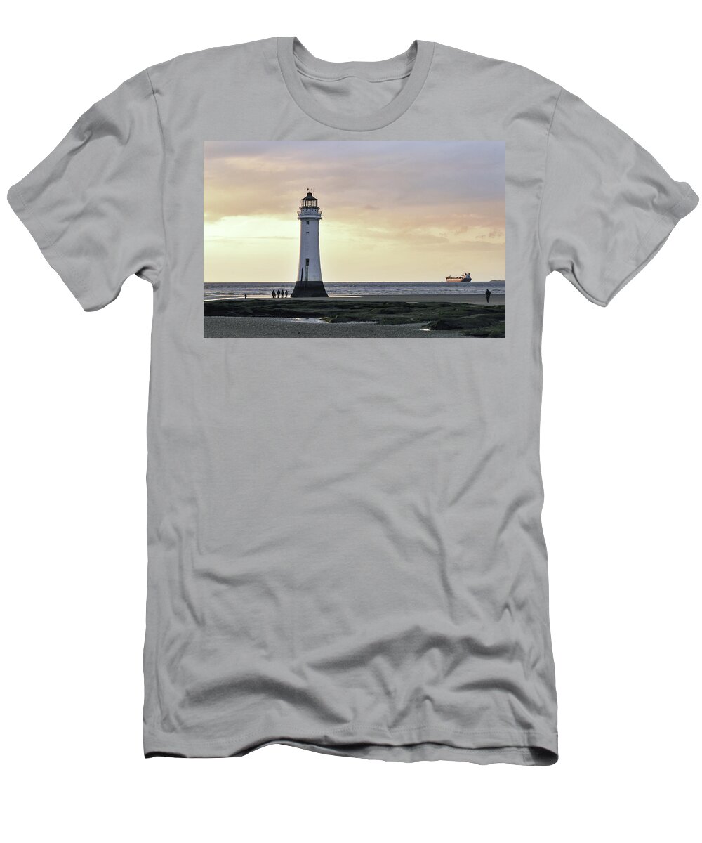 Lighthouse T-Shirt featuring the photograph Fort Perch Lighthouse and ship by Spikey Mouse Photography