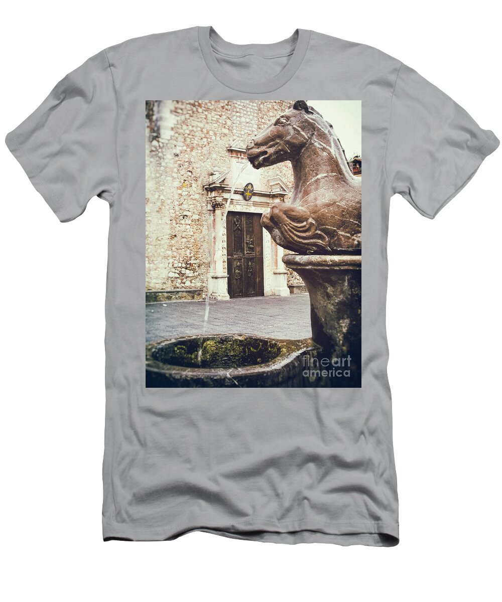 Ancient T-Shirt featuring the photograph Fountain in Taormina Sicily by Silvia Ganora