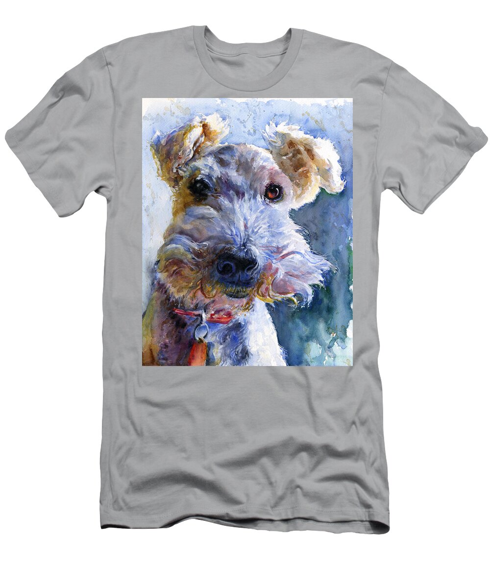 Dog T-Shirt featuring the painting Fox Terrier Full by John D Benson