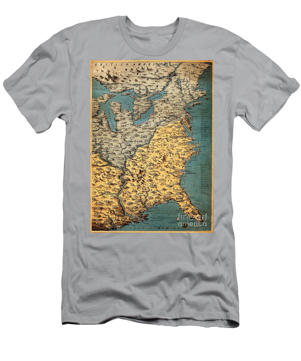 Historic T-Shirt featuring the photograph Free And Slave States Of America, C by Wellcome Images