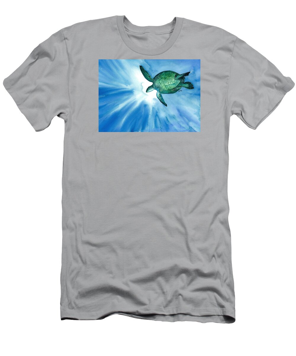 Sea Turtle T-Shirt featuring the painting Sea Tutrle 2 by Michal Madison