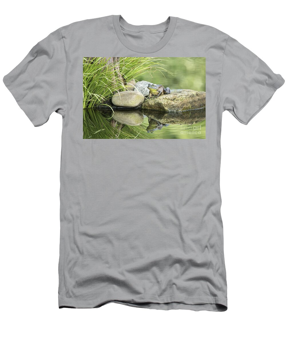 Frog T-Shirt featuring the photograph Bull Frog on a Rock by Linda D Lester