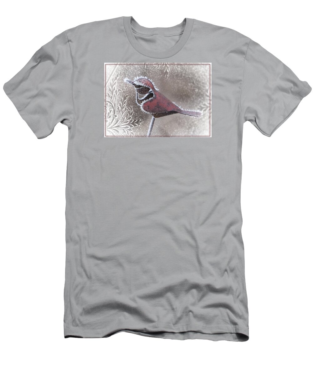 Cardinal T-Shirt featuring the photograph Frosty Cardinal by Patti Deters