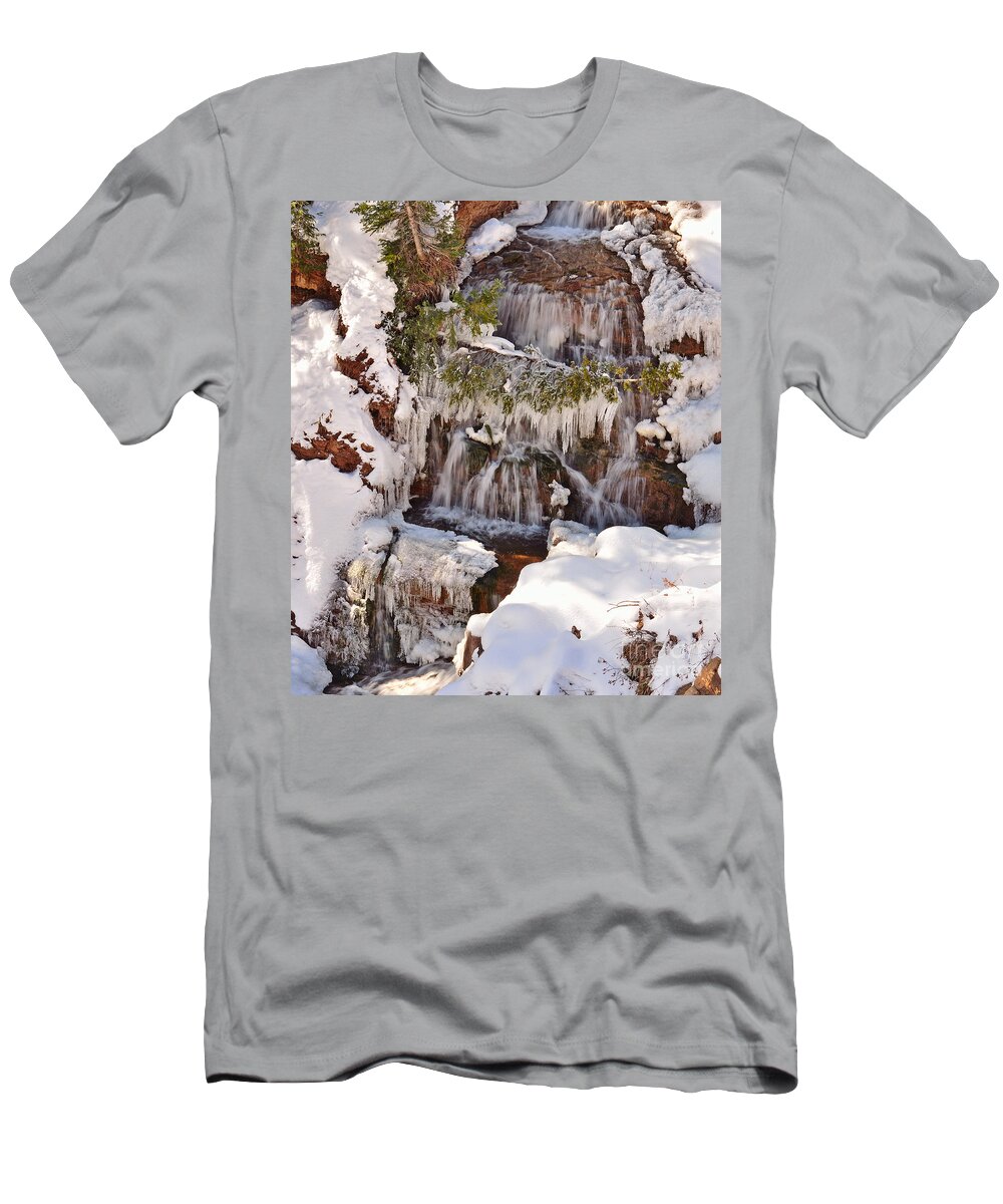 Cascade T-Shirt featuring the photograph Frosty Cascades by Kelly Black