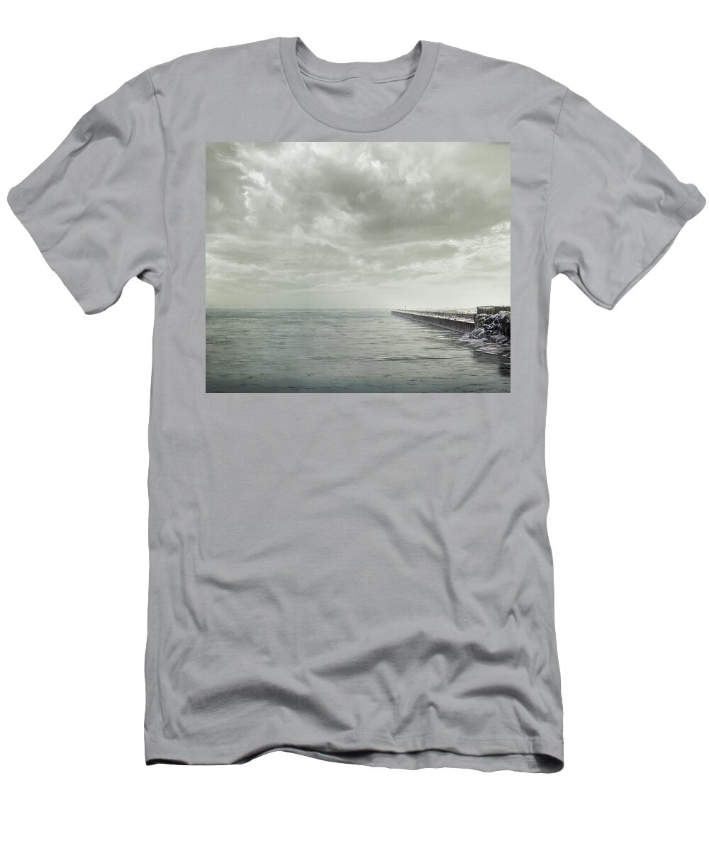 Lake Michigan T-Shirt featuring the photograph Frozen Jetty by Scott Norris