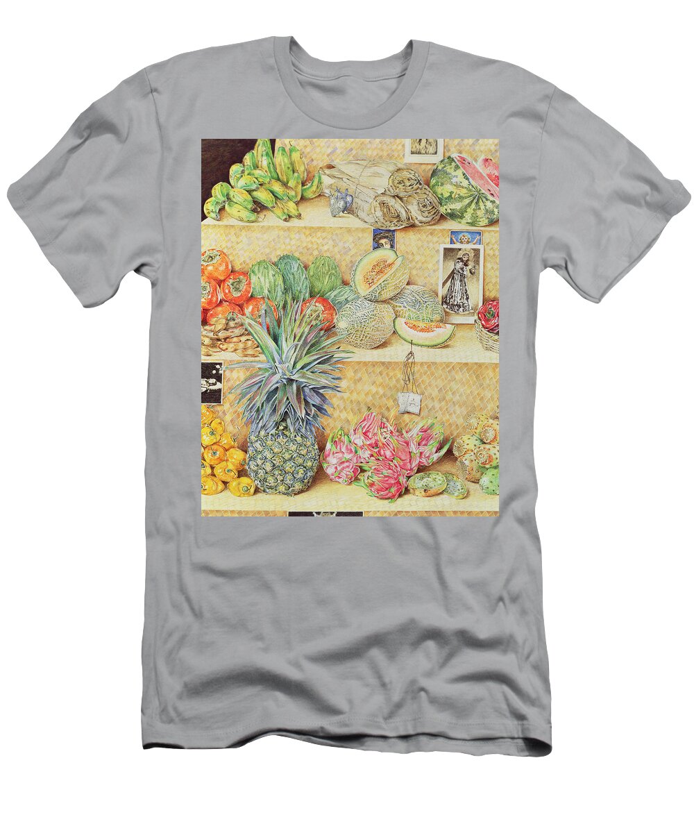Vegetable T-Shirt featuring the photograph Fruit-stall, La Laguinilla, 1998 Oil On Canvas Detail Of 240164 by James Reeve