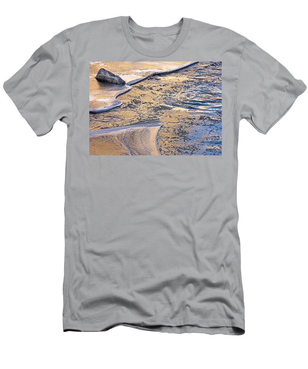 Ice T-Shirt featuring the photograph Ice on a river, Chumathang, 2009 by Hitendra SINKAR