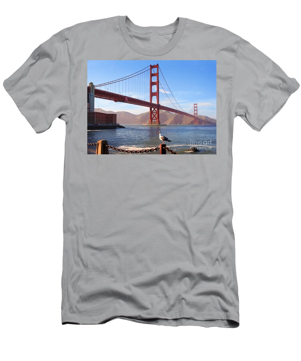 America T-Shirt featuring the photograph Golden Gate Seagull by Inge Johnsson