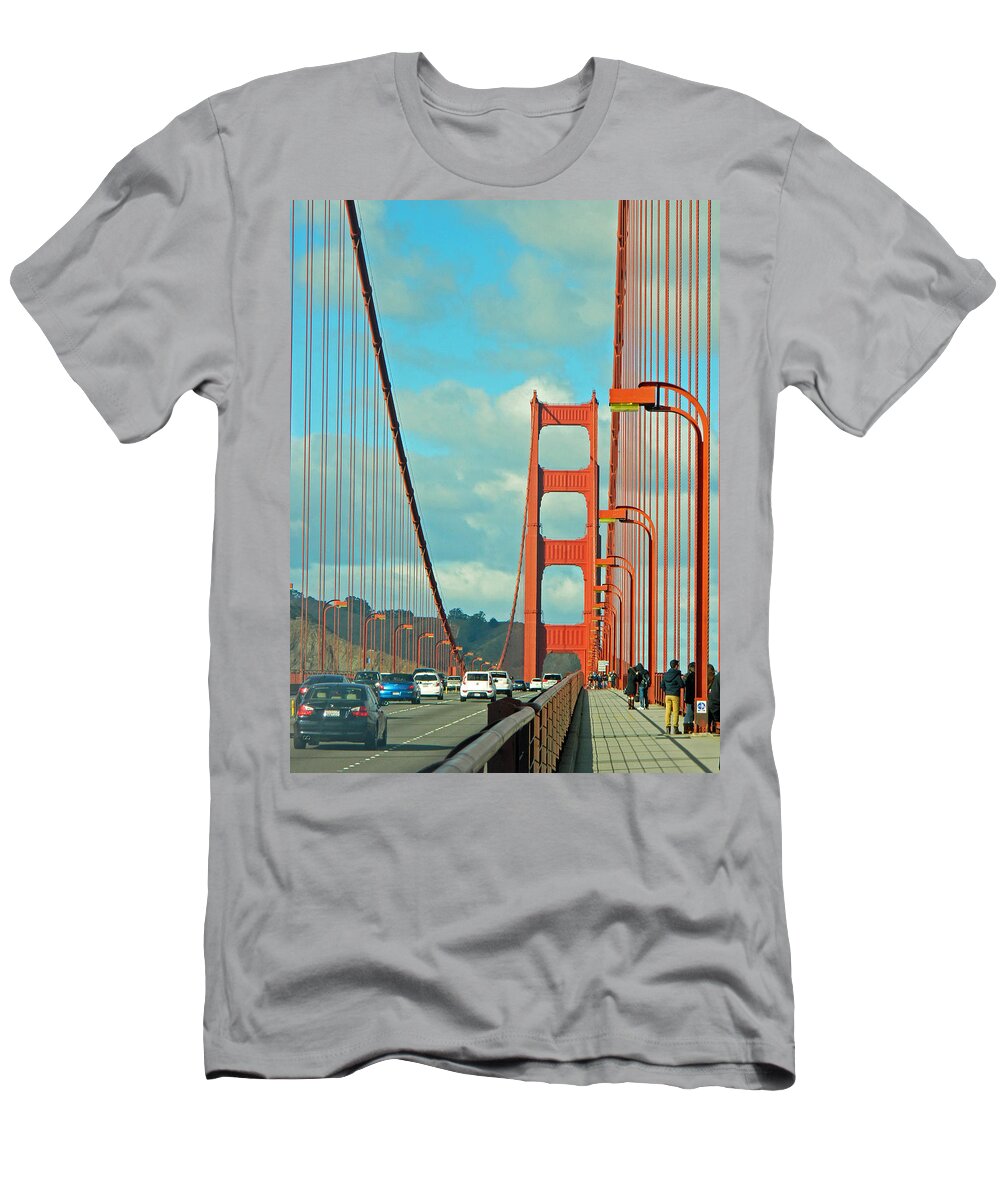Golden Gate Bridge T-Shirt featuring the photograph Golden Gate Walkway by Emmy Marie Vickers