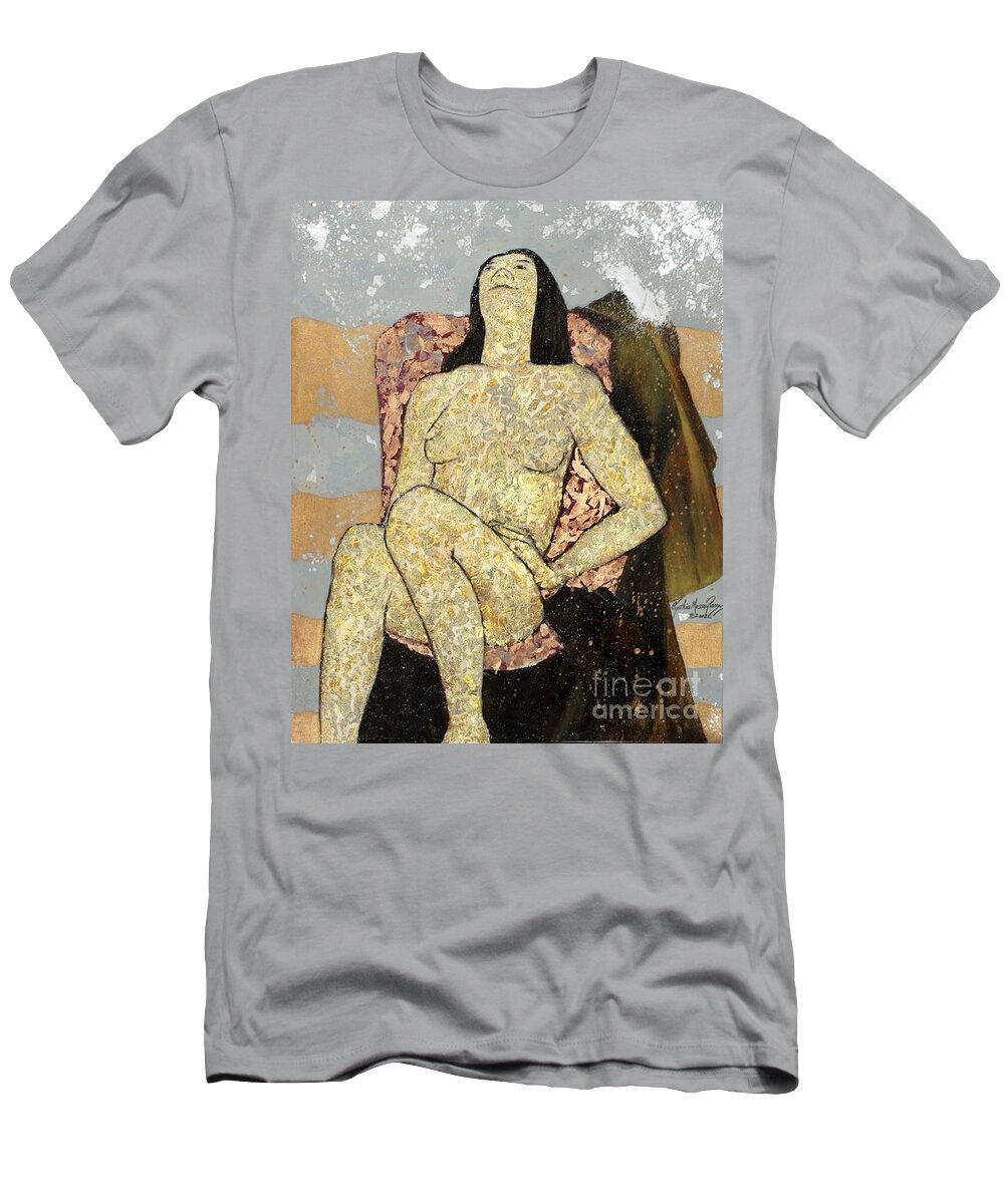 Nude T-Shirt featuring the painting Golden Girl Reclining by Cynthia Parsons