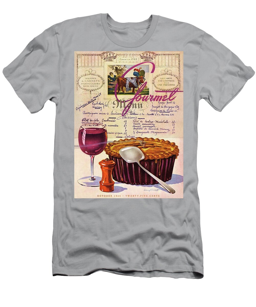 Food T-Shirt featuring the photograph Gourmet Cover Illustration Of Deep Dish Pie by Henry Stahlhut