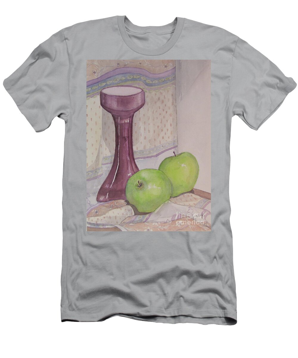 Still Life T-Shirt featuring the painting Green Apples by Carol Flagg