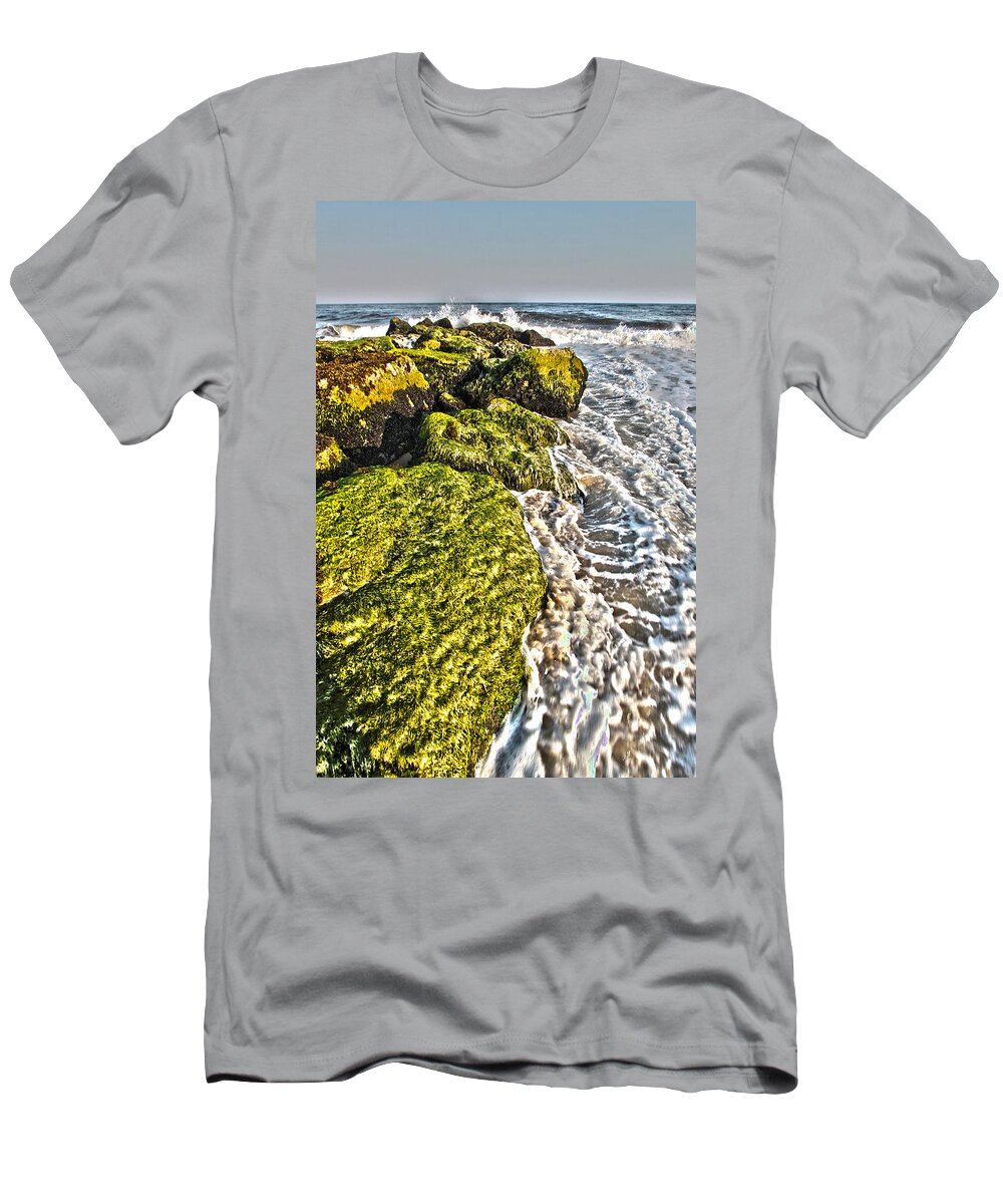 Green T-Shirt featuring the photograph Green Jetty - Westhampton Beach NY by Robert Seifert
