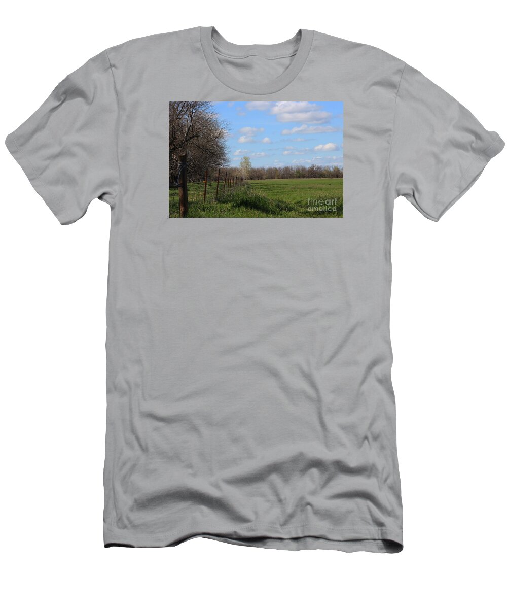 Wheat T-Shirt featuring the photograph Green Wheat field with Blue sky by Robert D Brozek