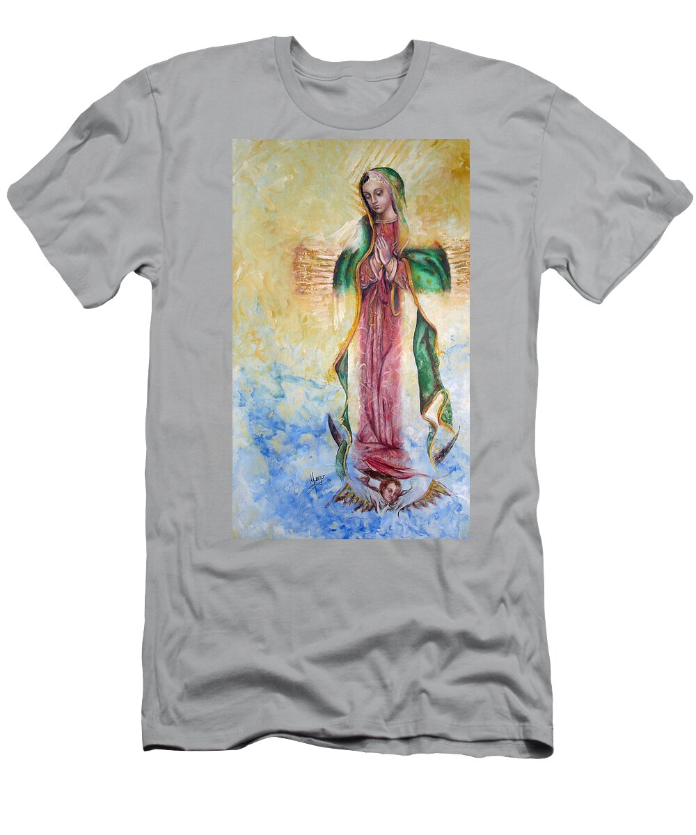 Virgin T-Shirt featuring the painting Guadalupana by Karina Llergo