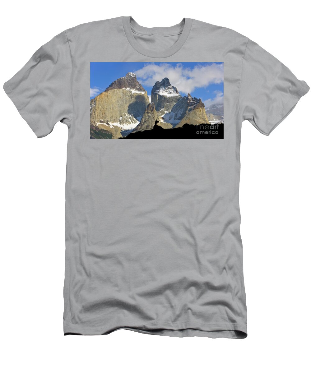 00345708 T-Shirt featuring the photograph Guanaco and Cuernos del Paine by Yva Momatiuk John Eastcott