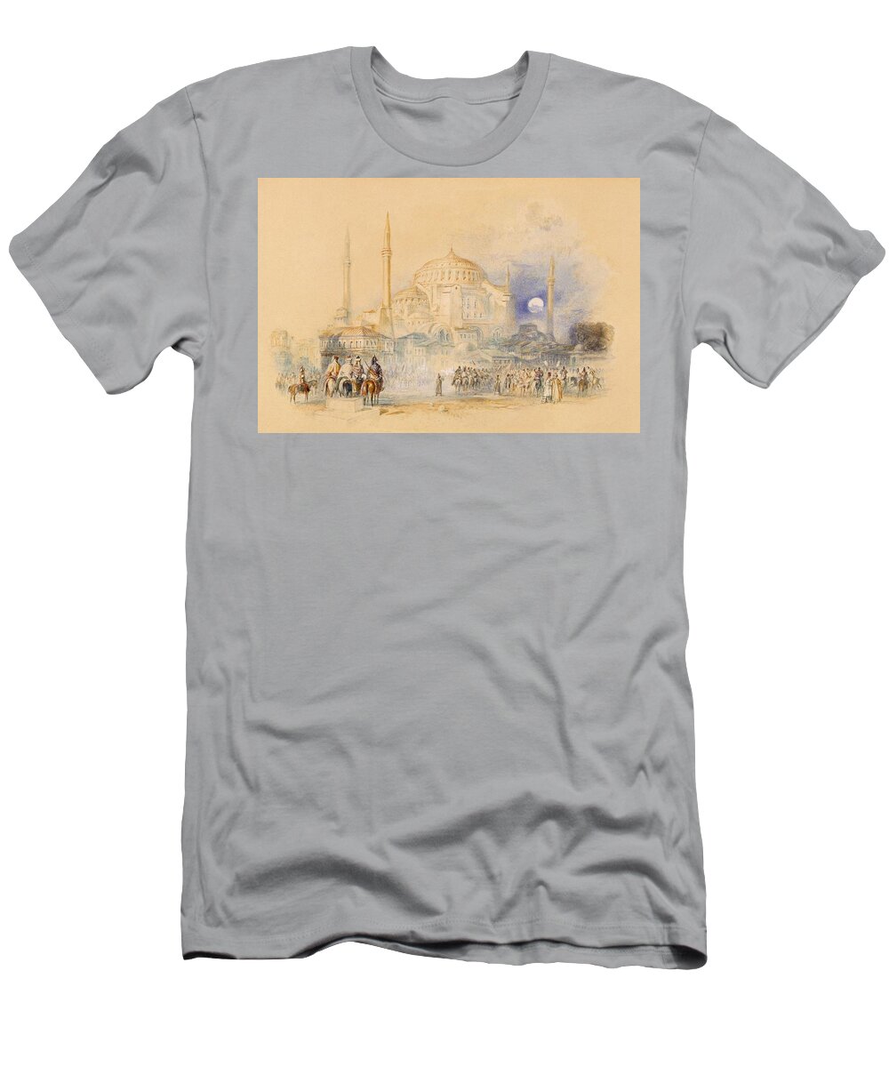 Hagia Sophia T-Shirt featuring the drawing Hagia Sofia by Joseph Mallord William Turner