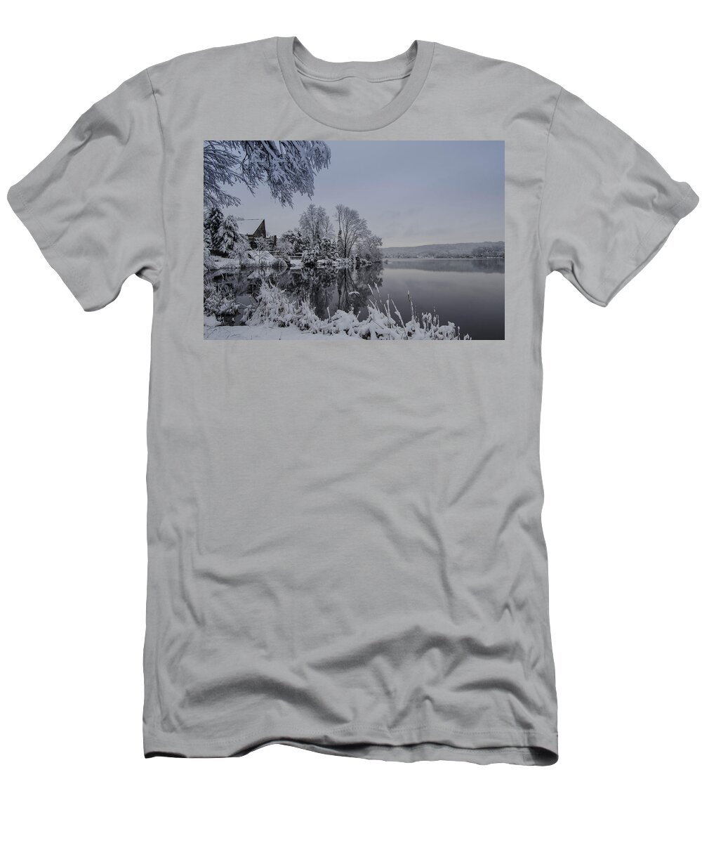 Landscape T-Shirt featuring the photograph Happy Holidays from Lake Musconetcong by GeeLeesa Productions