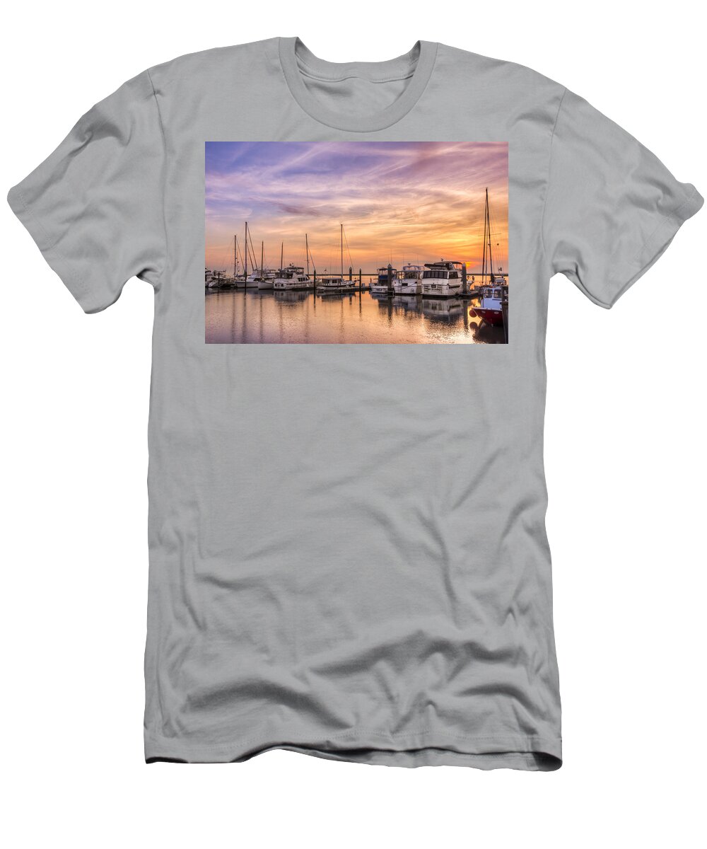 Boats T-Shirt featuring the photograph Harbor at Jekyll Island by Debra and Dave Vanderlaan