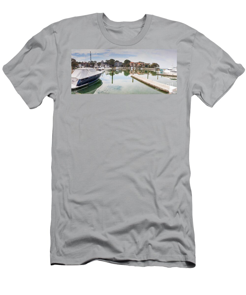 Harbortown T-Shirt featuring the photograph Harbortown Harbor and Boats by Thomas Marchessault