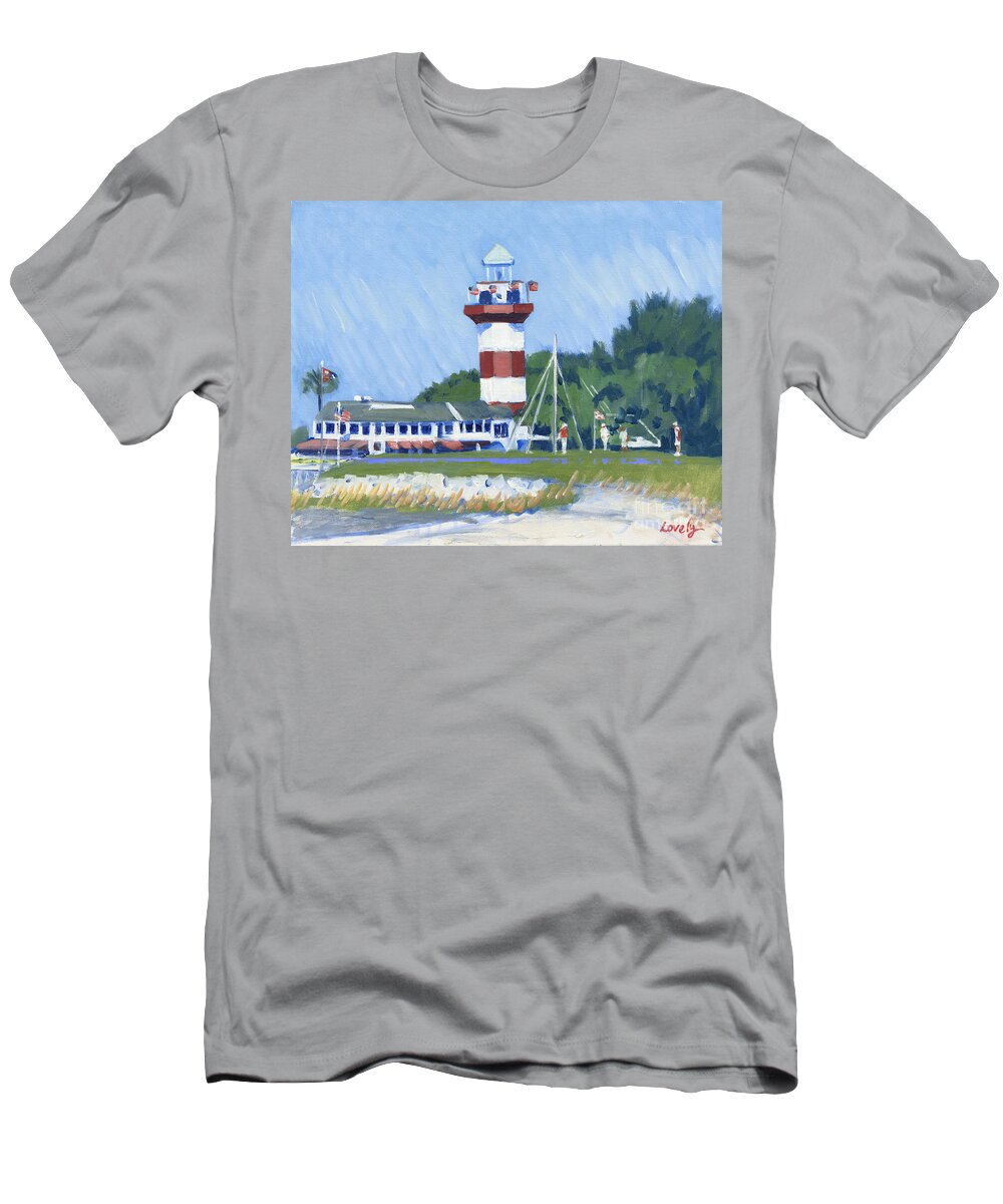 Best Known And Best Loved Landmark T-Shirt featuring the painting Putting in Harbour Town by Candace Lovely