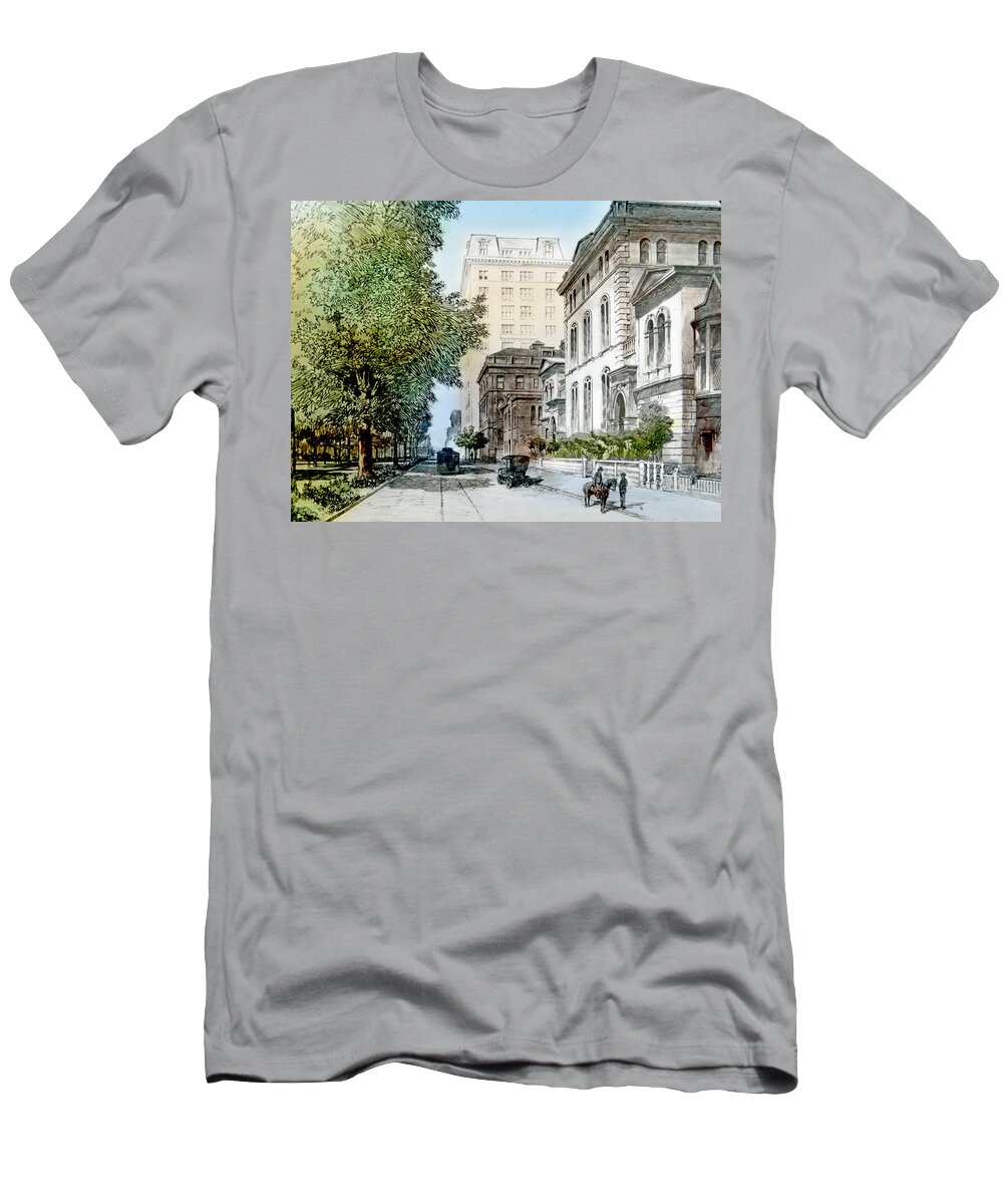 Harrisons Residence T-Shirt featuring the photograph Harrison Residence East Rittenhouse Square Philadelphia c 1890 by A Macarthur Gurmankin