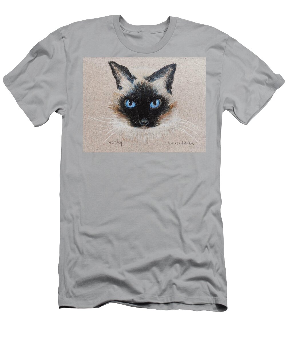 Siamese T-Shirt featuring the drawing Hayley by Jamie Frier