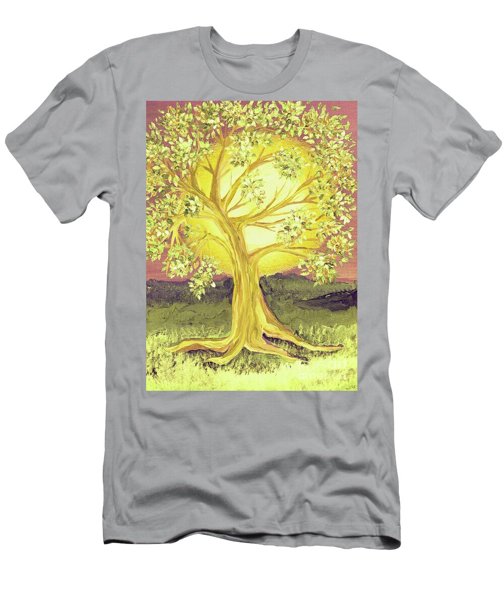 First Star T-Shirt featuring the painting Heart of Gold Tree by jrr by First Star Art