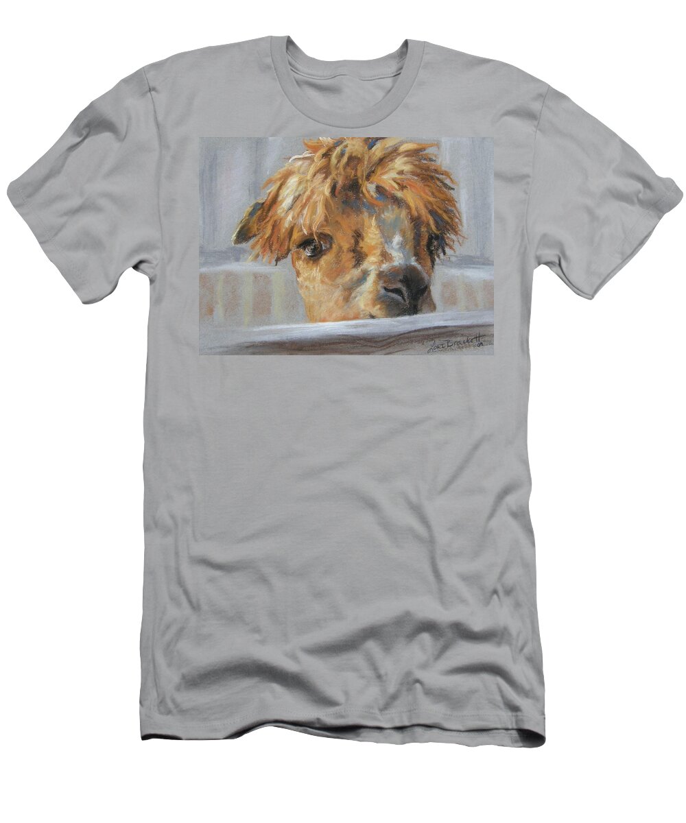 Baby Camel T-Shirt featuring the drawing Hello by Lori Brackett