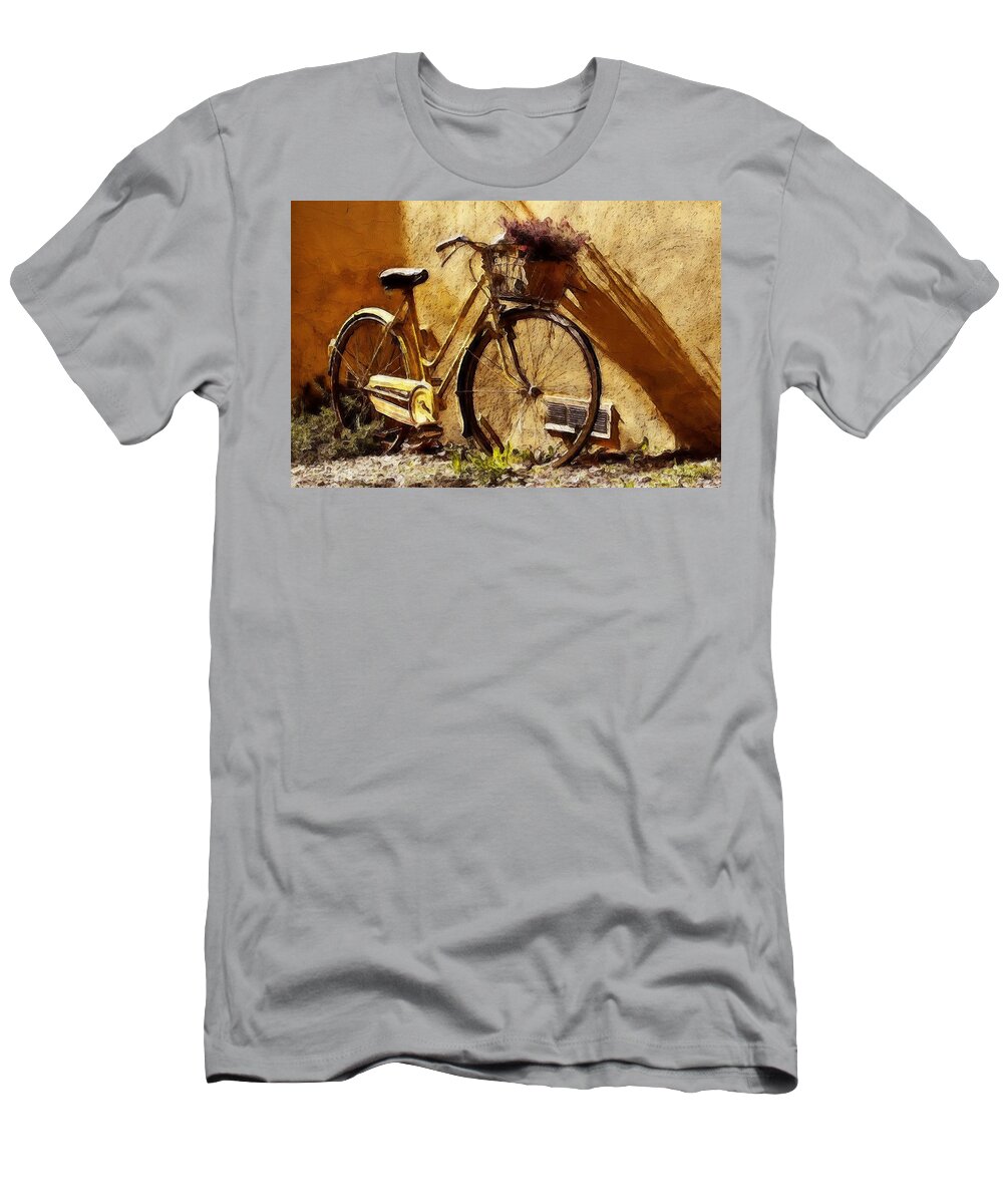 Bike T-Shirt featuring the painting Hitching a Ride by Sandy MacGowan