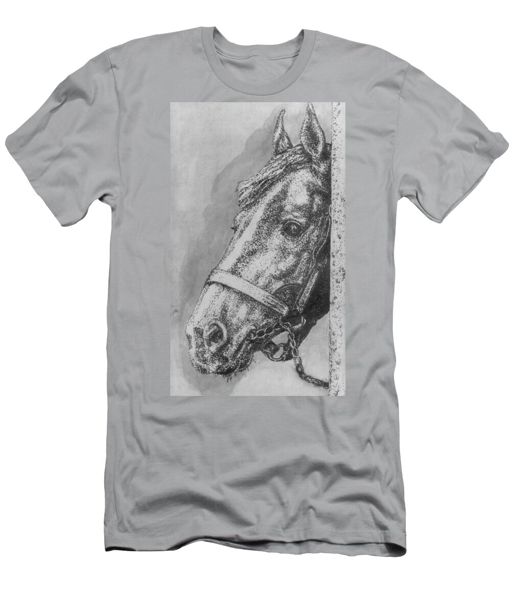 Horse T-Shirt featuring the drawing Horse by Bryan Bustard