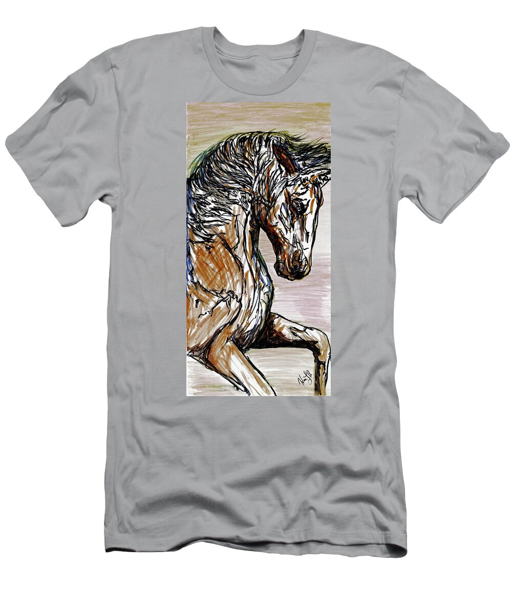 Texas T-Shirt featuring the drawing Horse Twins I #1 by Erich Grant