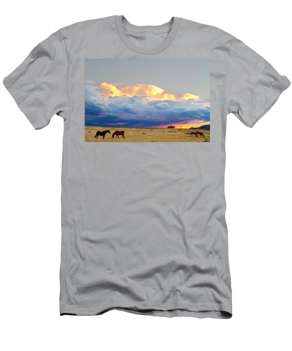 Horses T-Shirt featuring the photograph Horses On The Storm by James BO Insogna