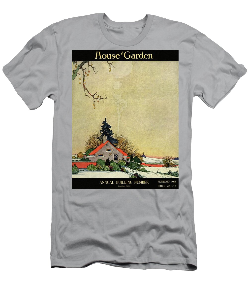 House And Garden T-Shirt featuring the photograph House And Garden Annual Building Number Cover by Charles Livingston Bull