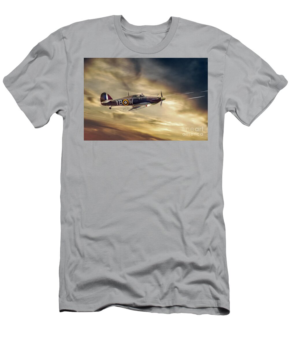 Hawker Hurricane T-Shirt featuring the digital art Hurricane Fury by Airpower Art