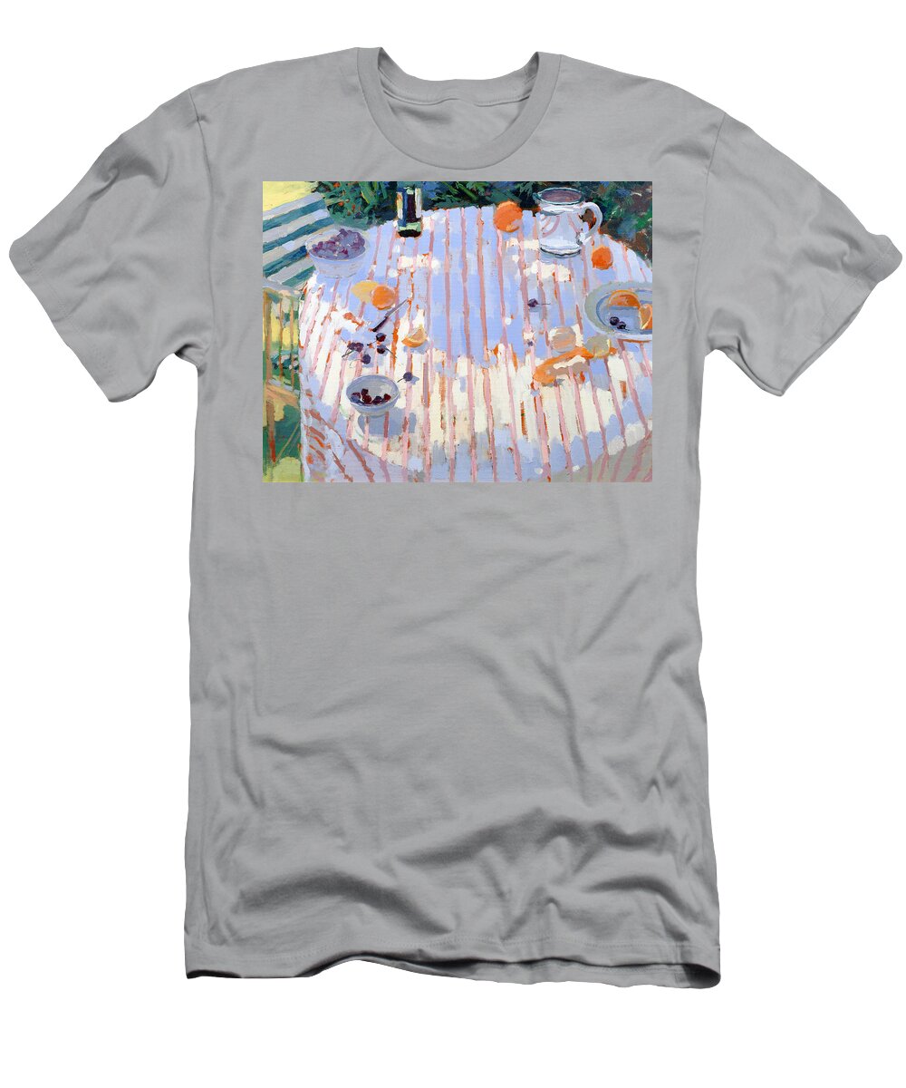 Still Lives Objects T-Shirt featuring the painting In the Garden Table with Oranges by Sarah Butterfield