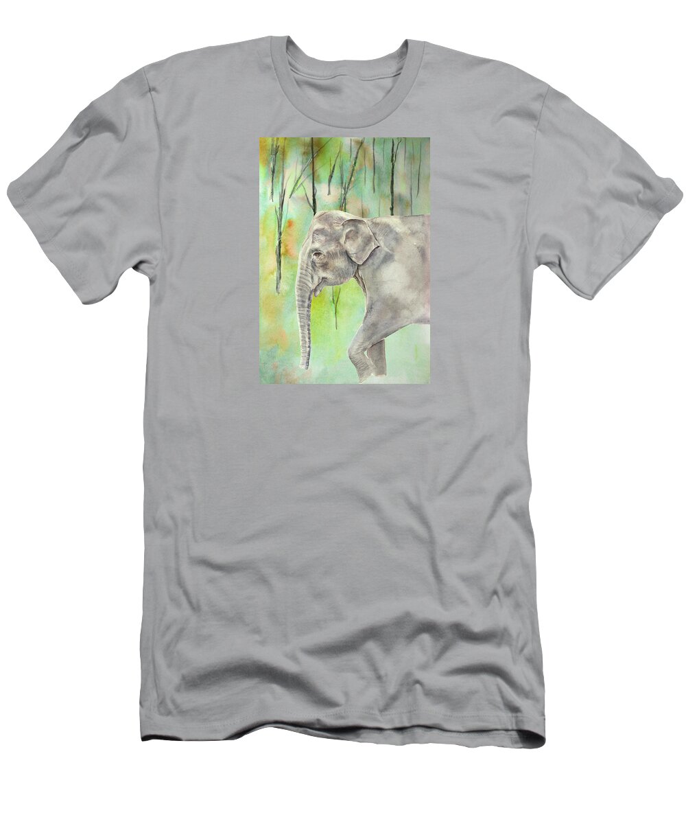 India T-Shirt featuring the painting Indian Elephant by Elizabeth Lock