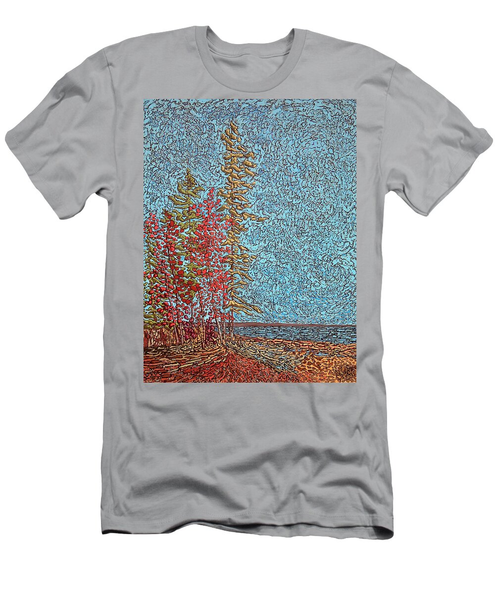 St. Andrews T-Shirt featuring the painting Indian Point - May 2014 by Michael Graham