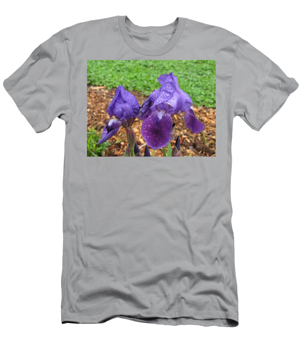Purple Iris T-Shirt featuring the photograph Iris After Rain by KATIE Vigil