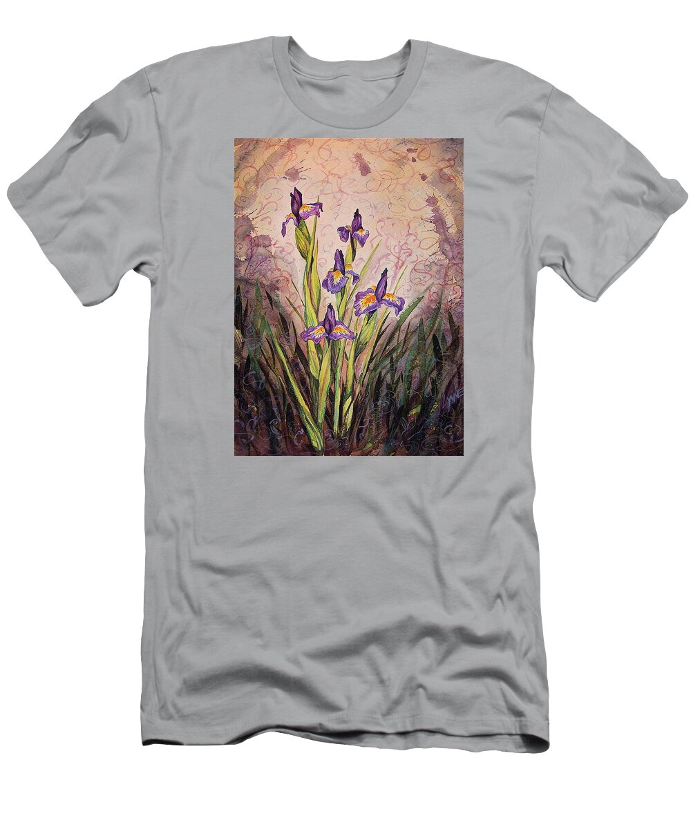 Iris T-Shirt featuring the painting Iris Fantasy by Lynne Haines