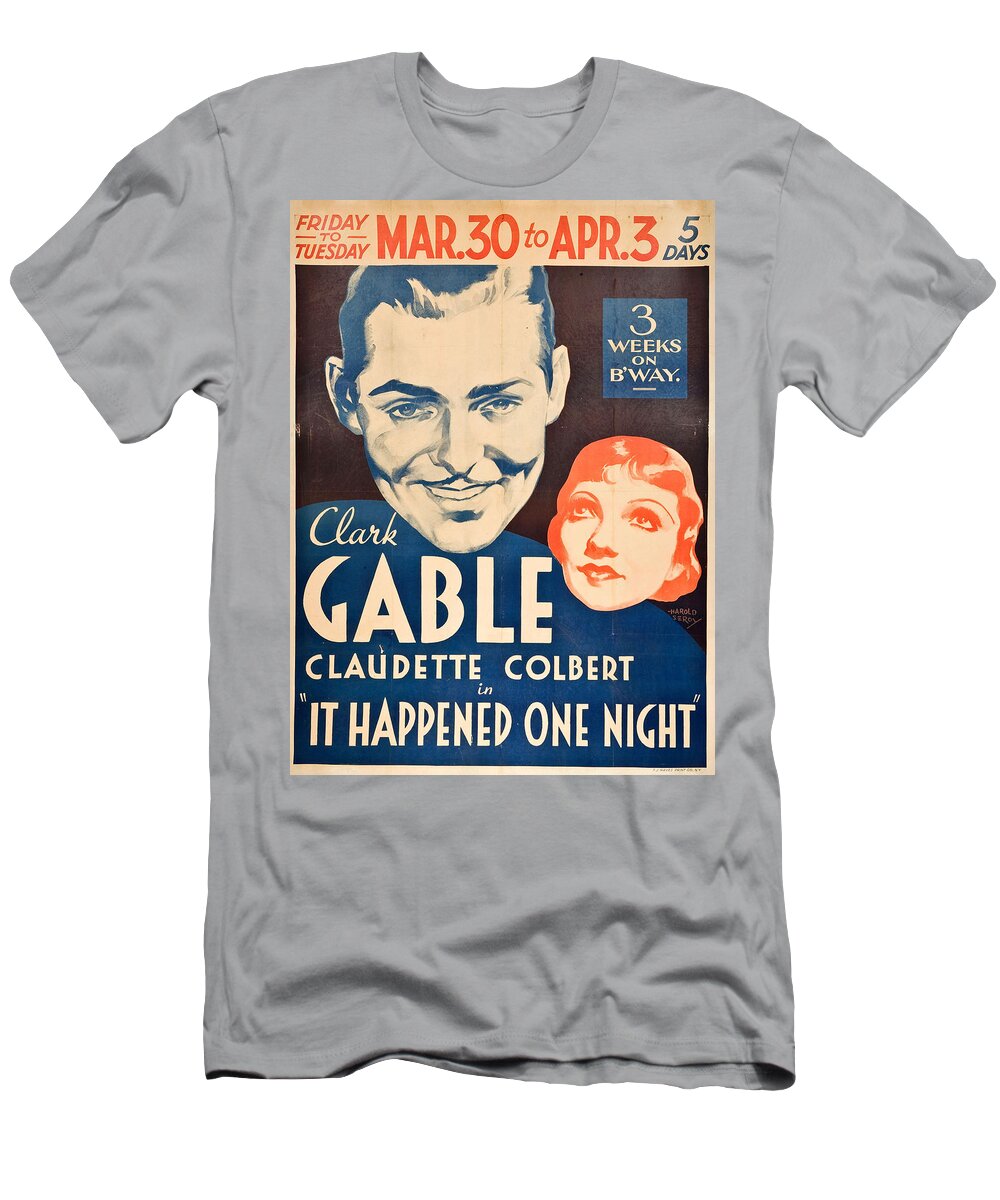 Movie Poster T-Shirt featuring the photograph It Happened One Night - 1934 by Georgia Clare
