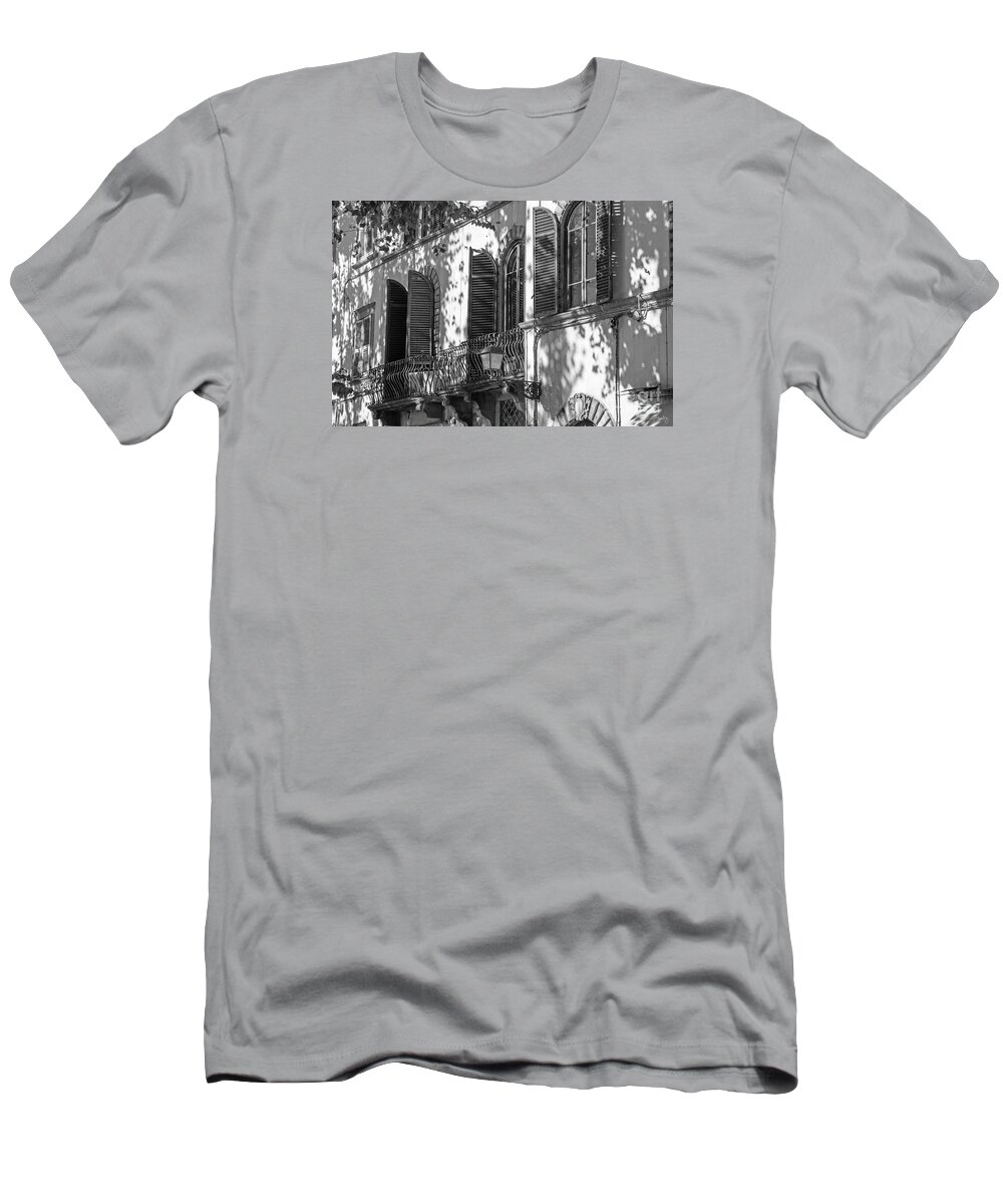 Italy T-Shirt featuring the photograph Italian Facade in BW by Prints of Italy