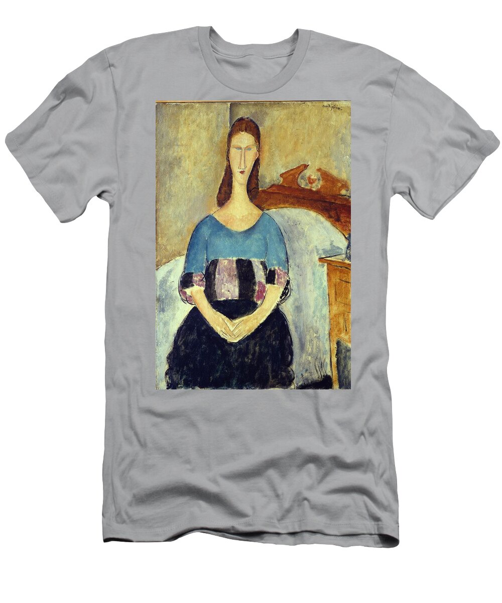 Female T-Shirt featuring the painting Jeanne Hebuterne, 1918 by Amedeo Modigliani
