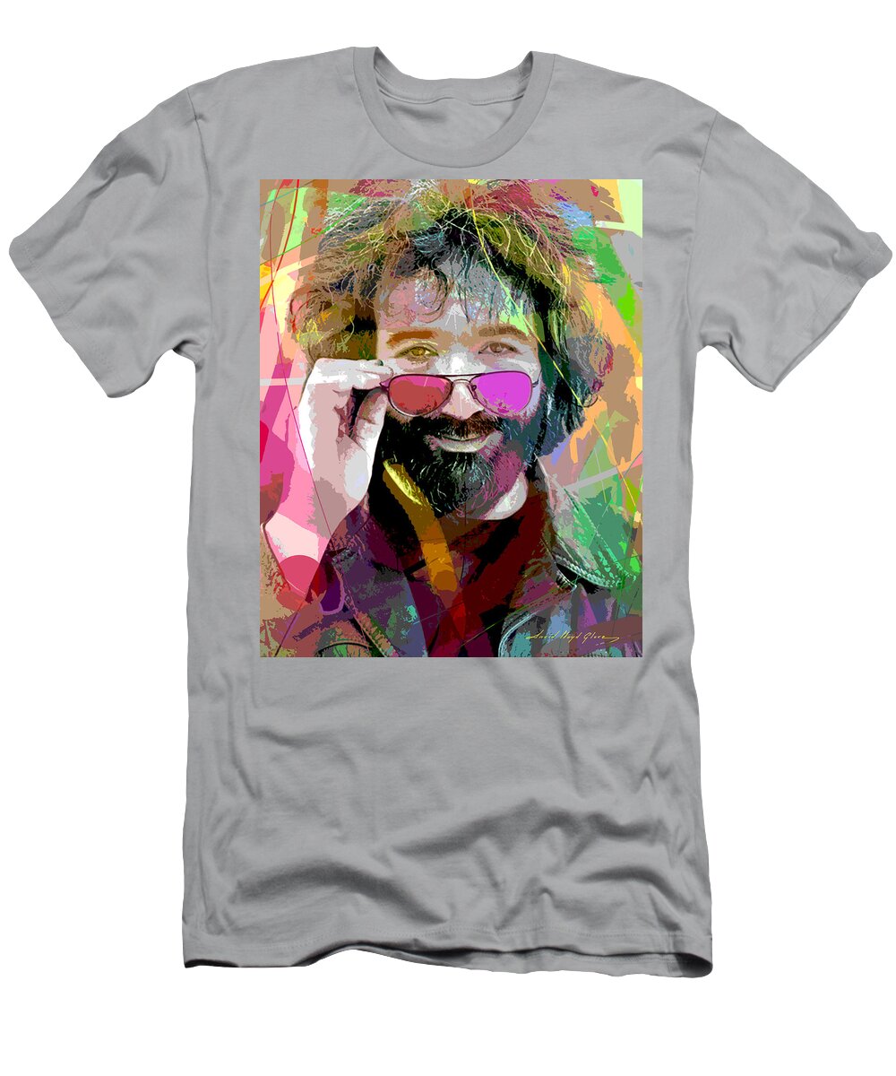 Pop Art T-Shirt featuring the painting Jerry Garcia Art by David Lloyd Glover