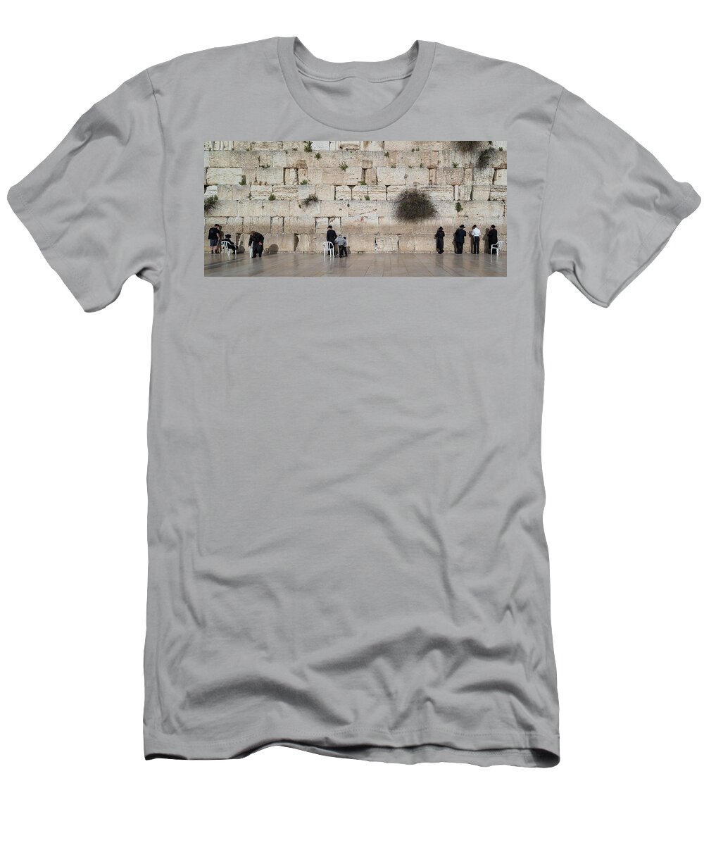 Photography T-Shirt featuring the photograph Jews Praying At Western Wall by Panoramic Images