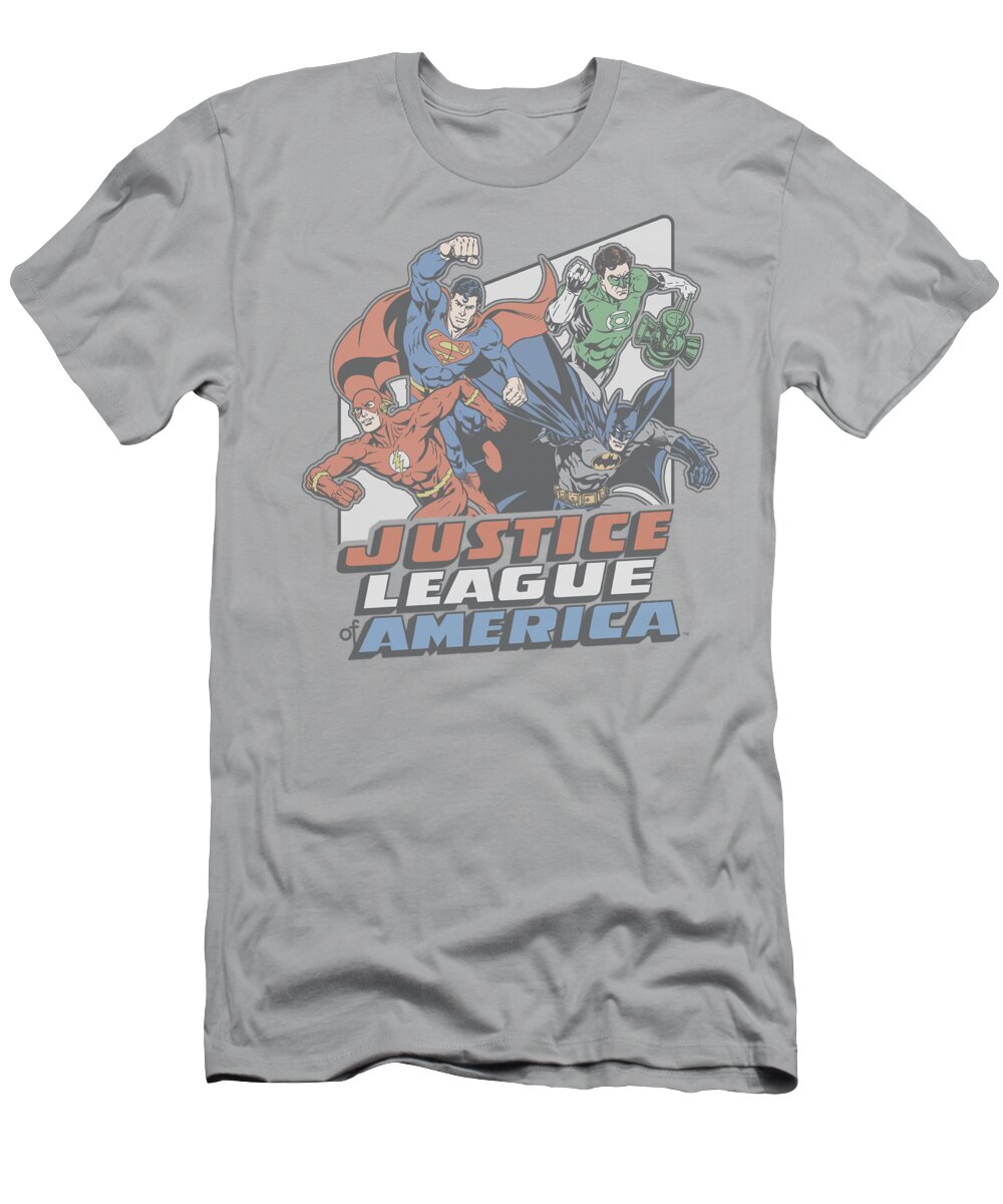 Justice League Of America T-Shirt featuring the digital art Jla - Four Against Crime by Brand A